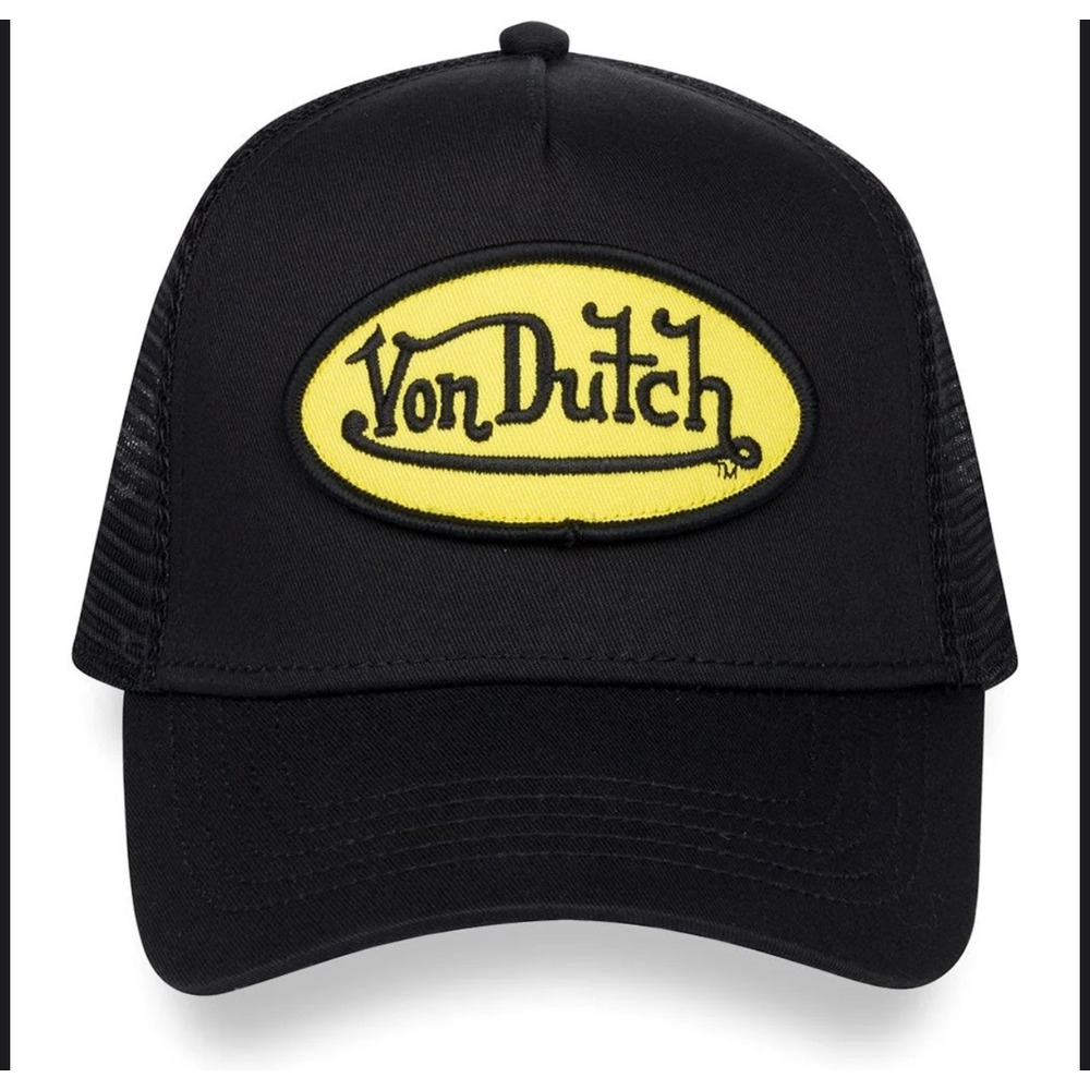 NEW Von Dutch Hat Black Yellow Patch Trucker Mesh SnapBack Cap Retro‎ unisex Y2K - Picture 6 of 9